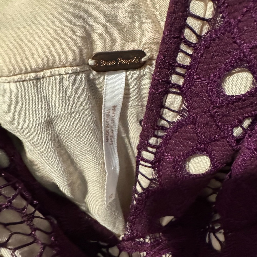 Free People Purple Bodycon Mini Dress Plunge Neckline - Picture 3 of 5